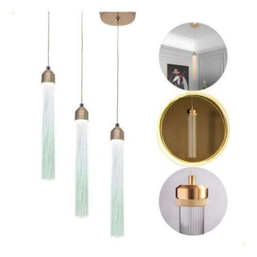 Imagem de Kit 3 Pendentes Tubular Luxo Led Acrílico Cristal Nitrolux