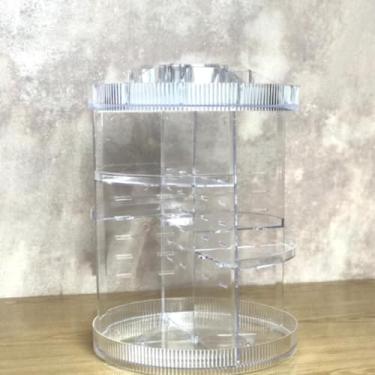 Imagem de Organizador de Cosméticos Giratório em Acrílico, 360 Graus, 4 Bandejas Removíveis, Transparente, 32x24x24cm, para Maquiagem e Produtos de Beleza