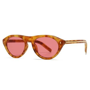 Imagem de Óculos de Sol Redondos com Rebites Metálicos, Proteção UV400, Unissex, Ideais para Esportes ao Ar Livre, Corrida e Ciclismo, Cor Rosa