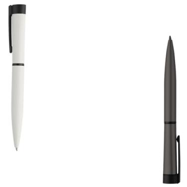 Imagem de Caneta esferográfica de metal escrita em azul Design moderno para estudos e anotações (Kit 2 Branco;)