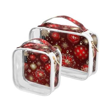 Imagem de GAIGEO Pavões com cerejas em ramos com bolsa transparente de viagem floral, bolsa de higiene pessoal, bolsas de acessórios de viagem, pacote com 2, Enfeites de Natal e flocos de neve - 4, one size