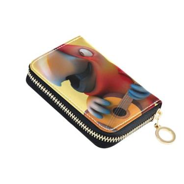 Imagem de Carteira feminina amarela papagaio alegre com bloqueio de RFID, porta-cartões de crédito, zíper ao redor, carteira masculina com bolso para moedas