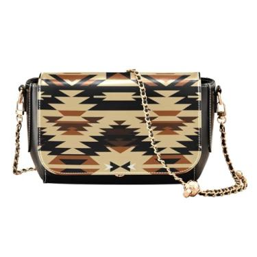 Imagem de Bolsa tiracolo feminina de couro rosa com morango na moda, bolsa tiracolo ajustável, bolsas tiracolo de couro femininas, bege e marrom Navajo-3, One Size