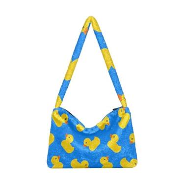 Imagem de GAIGEO Bolsas de ombro femininas coloridas com estrelas aquarela, bolsa de ombro feminina, bolsa feminina para uso ao ar livre, Patos de borracha amarelos, One Size