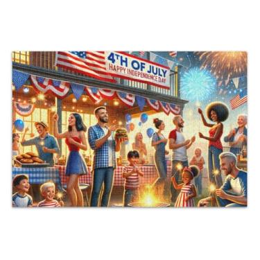 Imagem de Quebra-cabeça de 4 de julho, quebra-cabeça de 500 peças, presente faça você mesmo, com bolsa de armazenamento de malha, desafio para adultos