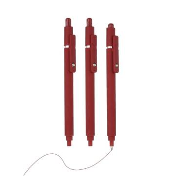 Imagem de PATIKIL Pacote com 3 canetas retráteis de 0,5 mm, canetas esferográficas retráteis, ponta fina, escrita suave, fofa, para escritório, material doméstico, diário, caderno, vermelho