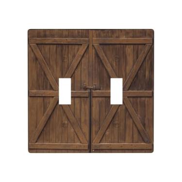 Imagem de Casinha de fazenda rústica de madeira dupla interruptor de luz placas decorativas 2 gangs placa de parede interruptor duplo interruptor capa de interruptor de luz