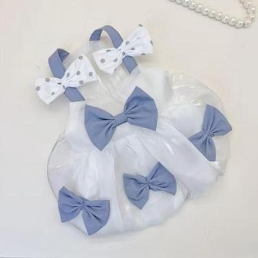 Imagem de Vestido Princesa Para Cachorro E Gato Vestido Pet Luxo com Laços Azul 