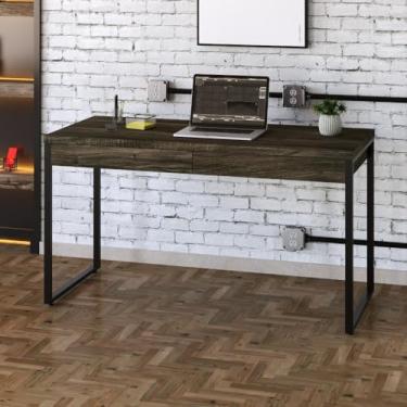 Imagem de Mesa Kuadra Office 135x60x75cm C/02 Gavetas Carvalho Dark/Est.preta