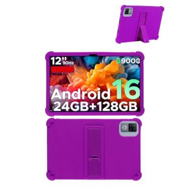 Imagem de Capa para tablet DOOGEE U12 de 12 polegadas, capa protetora FJIASTB de silicone macio para crianças com suporte ajustável, à prova de quedas (roxa)