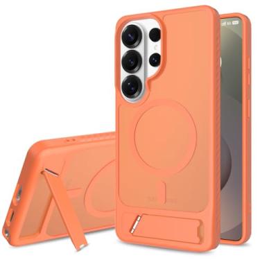 Imagem de Newhalper Capa magnética projetada para Samsung Galaxy S26 Ultra [compatível com MagSafe] [suporte ajustável e suporte] capa de telefone para Samsung S26 Ultra, laranja
