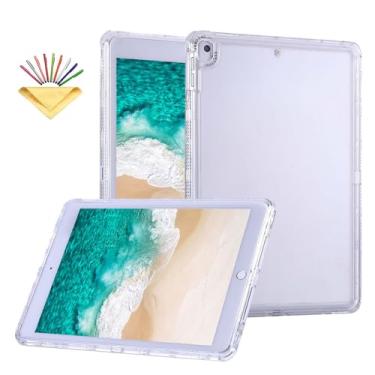 Imagem de Capa para iPad 9ª/8ª/7ª geração de 10,2 polegadas (2021/2020/2019) e iPad Air de 10,5 polegadas, 3ª geração 2019/iPad Pro 10,5 polegadas 2017, capa UUcovers transparente de TPU macio e capa traseira