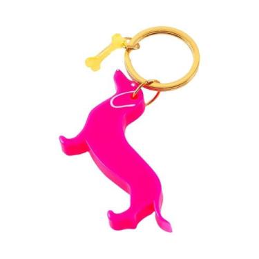 Imagem de Chaveiro de cachorro dachshund rosa neon personalizado - NONE, 6 centí
