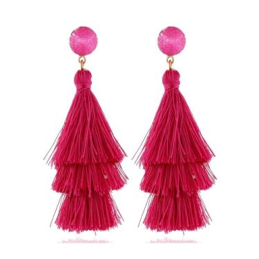 Imagem de Brincos de coração rosa rosa choque para mulheres brincos pendentes de coração de amor para namorada acessórios de dia dos namorados presentes, Acrílico, outro