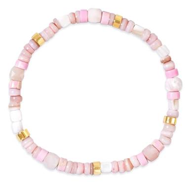 Imagem de Agriajun Pulseiras elásticas empilháveis de pedras coloridas para mulheres, pulseiras modernas feitas à mão com pedras preciosas douradas, pulseira da amizade, verão, praia, joias, presente, 5"-11",