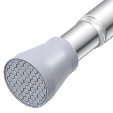 Imagem de Fvonzn Varão de cortina de tensão ajustável 71 a 122 cm, prata com mola sem furadeira, haste de cortina antiderrapante para banheiro, chuveiro, dormitório