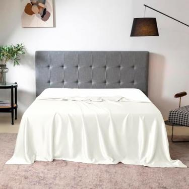 Imagem de LM Detona, Lençol Superior Avulso Casal Padrão Cetim Seda Pérola