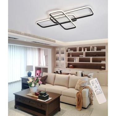 Imagem de Luminária de teto LED moderna, dimerizável, com controle remoto, ideal para sala de estar, quarto, corredor, parede e outros ambientes. Perfeita para sala de jantar, cozinha e escritório. Fo