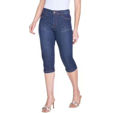 Imagem de Calça Jeans Feminina HNO Capri Skinny Elastano Azul - HNO Jeans, 48
