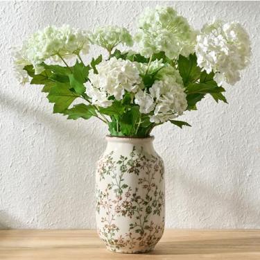 Imagem de SIDUCAL Vaso pastoral vintage de cerâmica, vaso floral chinoiserie de 22 cm, vasos rústicos de fazenda retrô rachados no gelo para decoração de casa, sala de estar, estante de livros, escritório