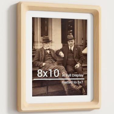 Imagem de Heimlove Molduras naturais de 20 x 25 cm, moldura de madeira original feita à mão com tapete para exibição de fotos de formatura de 13 x 17 cm, imagem de família, mesa de casamento e decoração de