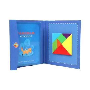 Imagem de Quebra-Cabeça Magnético Colorido De Madeira Tangram Para Crianças, Jog
