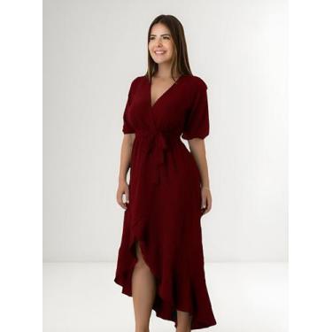 Imagem de Vestido Feminino Elegante Midi Mullet Com Babado - Casual Dress, Marsa