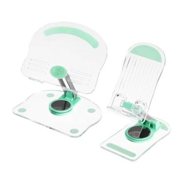 Imagem de PATIKIL Suporte de acrílico para tablet, suporte de celular de acrílico, ajustável, dobrável, portátil, transparente, com base giratória de 360 graus para mesa, casa, escritório, mulheres, presentes