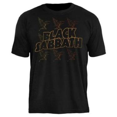 Imagem de Camiseta de Banda Black Sabbath Stamp em Algodão Manga Curta-Unissex