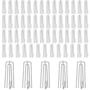 Imagem de 60 peças de gancho de prega de cortina de aço inoxidável, 4 pinos, pregas, pregas, pregas transversais para janela, porta, banheiro, sala de estar (7,5 cm)