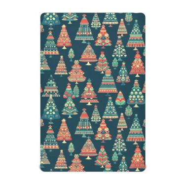 Imagem de Wassud Jogo de lençol fofo de berço com árvores de Natal para meninos e meninas, respirável, neutro, 68 x 99 cm