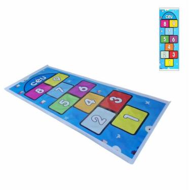 Imagem de Tapete Infantil Amarelinha Brincadeira Kids Pedagogico AZUL