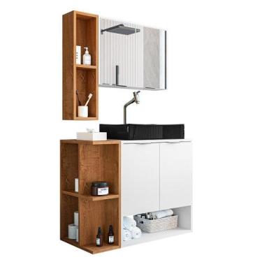 Imagem de Gabinete Banheiro Star com Espelheira e Cuba Dalla Preta - Loja DoceLa