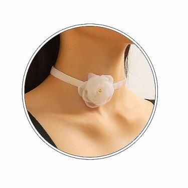 Imagem de Sttiafay Gargantilha vintage de flor de veludo, colar de flor de renda preta, colar curto de veludo de cetim, colar de fita de veludo gótico, joia feminina, Sem Pedra Preciosa