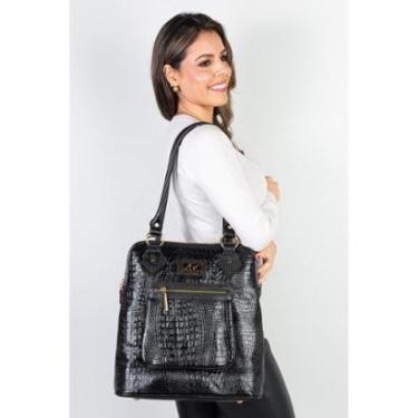 Imagem de Bolsa mochila de couro croco Lívia-Feminino