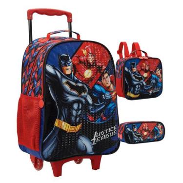 Imagem de Kit Mochila Infantil Menino Liga Da Justica Batman Superman - Xeryus