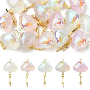 Imagem de Ipotkitt 15 peças, 5 cores, acrílico e nuvem de latão com pingentes de raio, pingentes de chuva celestial clima celestial para fazer joias, pulseira, artesanato, colar, brincos