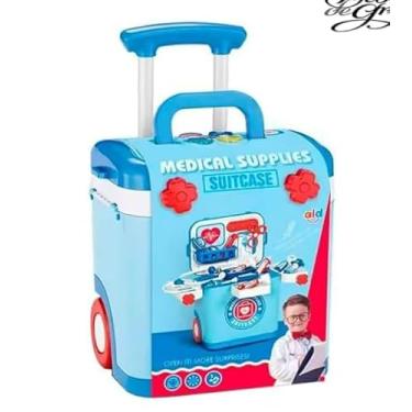 Imagem de Maleta Médica Infantil com 19 Peças, Kit Médico de Brinquedo em Plástico, 20x13cm Fechada, 27x26cm Aberta, para Crianças Acima de 3 Anos