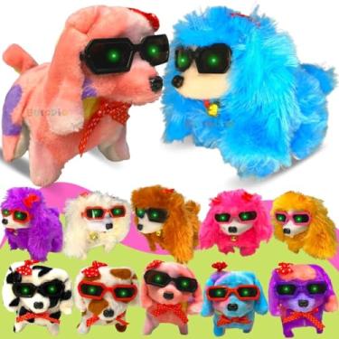 Imagem de Cachorrinho de brinquedo de pelúcia. Anda, late e abana o rabinho. Marrom.