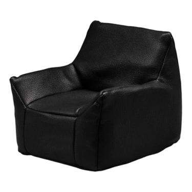 Imagem de oshhni Miniatura de sofá individual, mini sofá de brinquedo infantil, mini poltrona de leitura com encosto para decoração de casas de bonecas na escala 1:12, Preto