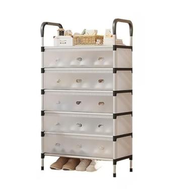 Imagem de Sapateira 4/6 andares Organizador Largura 60/80 cm Com Capa Protetora Contra Poeira p/Tênis, Hall de Entrada e Quarto(6 Camadas-Branco-60cm)