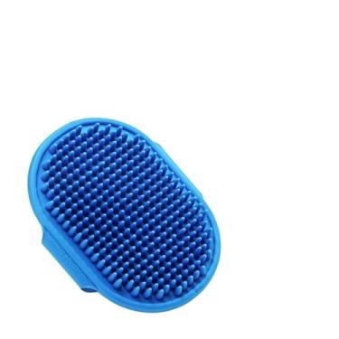 Imagem de Escova de limpeza para cães, pente de xampu para animais de estimação, luva de borracha macia, pente de massagem com alça ajustável (azul)