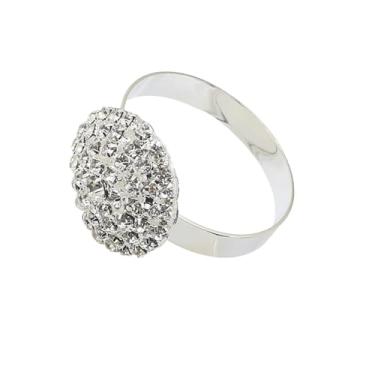 Imagem de 4 peças anel de guardanapo festa feriado mesa de jantar toalha decoração metal strass anéis de guardanapo cor brilhante (prata)