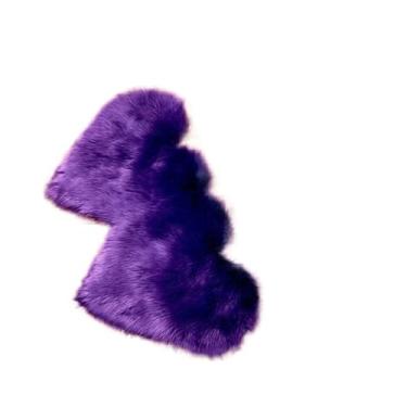 Imagem de Tapetes em forma de coração duplo tapete macio macio felpudo tapete de cabeceira tapete de decoração de sala de estar (roxo, 120 x 60 cm)