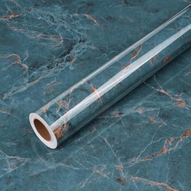 Imagem de Stickyart Papel de contato mármore descascar e colar bancadas azul brilhante com papel de parede de mármore de luxo laranja para banheiro penteadeira cozinha moderna papel de contato minimalista para