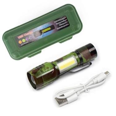 Imagem de LANTERNA TATICA LED SABRE RECARREGAVEL ZOOM MESA 3 EM 1 SOS TRILHA USB POTENTE MINI DE BOLSO