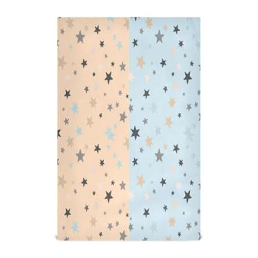 Imagem de Wassud Toalhas de prato de cozinha bege estrelas azuis 1 pacote panos de prato macios com laço para pendurar toalha de mão super absorvente de secagem rápida toalhas de chá de mesa decorativas 71 x 45