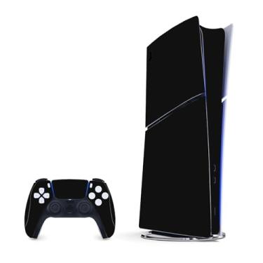 Imagem de Skin Decal Compatible with PS5 Slim Digital, Full Set Vinyl Wrap Black Sticker Cover for Game Console & Controller