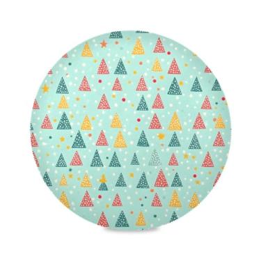 Imagem de STAYTOP Jogo americano redondo de árvore de Natal, 6 peças, tapetes de mesa antiderrapantes fáceis de limpar para decoração de mesa de festa de churrasco em casa