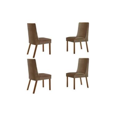 Imagem de Kit 4 Cadeiras de Cozinha Dakota 4 Un Madeira Capuccino/Suede Capuccin